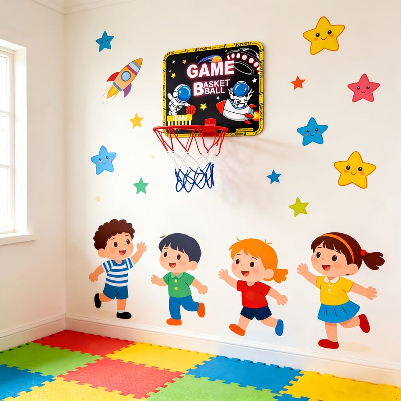 Space Astronaut Indoor Basketball Hoop Movable No Drill Wall Mounted Kids Toy - Image 2