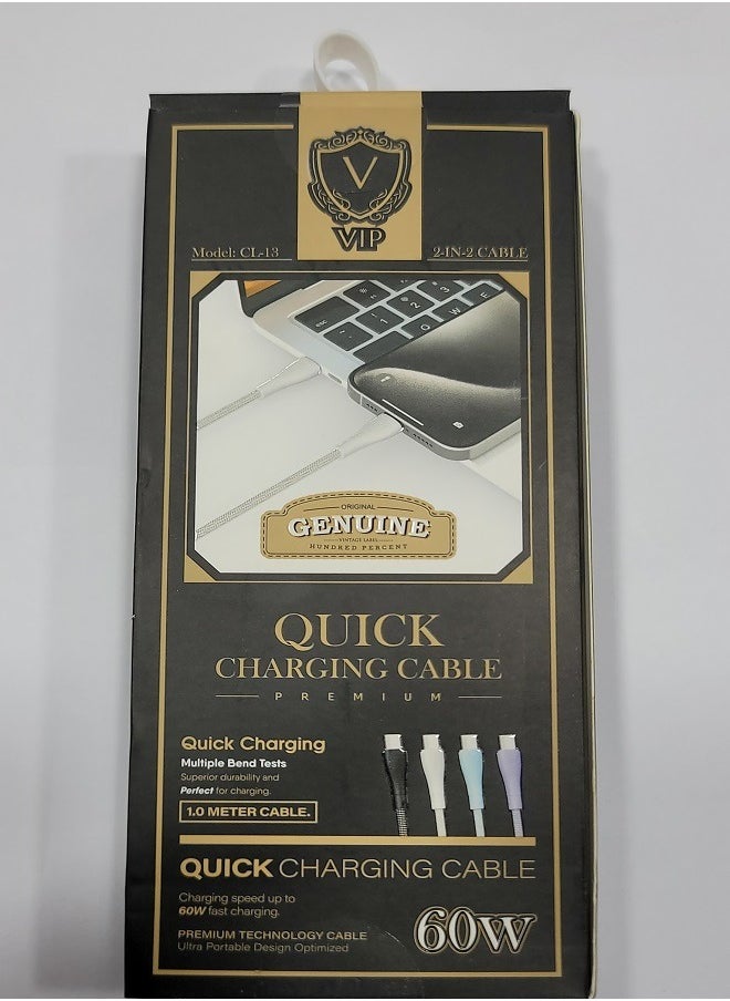 VIP VIP 60W Type-C to Type-C Fast Charging Braided Data Cable for iPhone 15-15 Pro Max - 1M  - Image 2