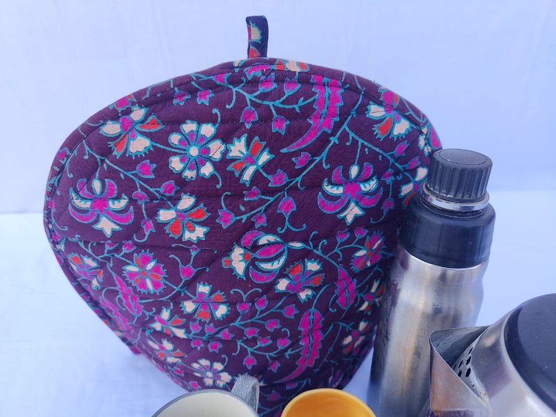 Malan Bai Mandala Tea Cozy Cover Hand Block Winter Tea Cozy Cotton Tea Kettle Warmer Pot Cover Hot Coffee Cover Handamde Kitchen Décor Brand: Malan Bai (Pattern 56) - Image 5