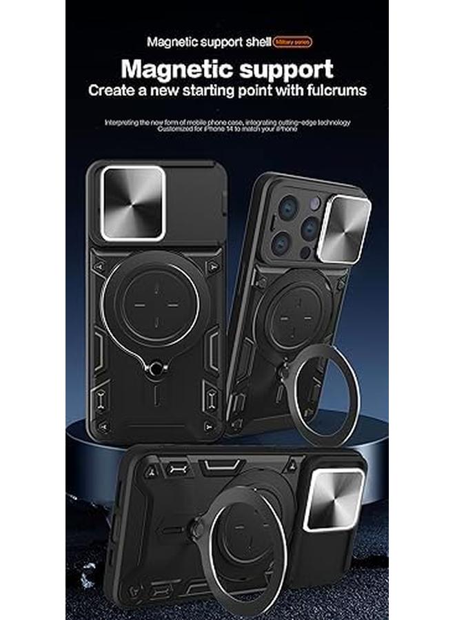 erorex For Iphone 15 Pro Case With Mag Safe Invisible Rotate Ring Stand Case With Slide Camera Cover Military Drop Protection Magnetic Shockproof Phone Case For Iphone 15 Pro  - Image 2