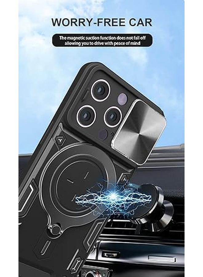 erorex For Iphone 15 Pro Case With Mag Safe Invisible Rotate Ring Stand Case With Slide Camera Cover Military Drop Protection Magnetic Shockproof Phone Case For Iphone 15 Pro  - Image 4