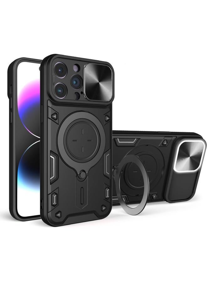 erorex For Iphone 15 Pro Case With Mag Safe Invisible Rotate Ring Stand Case With Slide Camera Cover Military Drop Protection Magnetic Shockproof Phone Case For Iphone 15 Pro  - Image 1