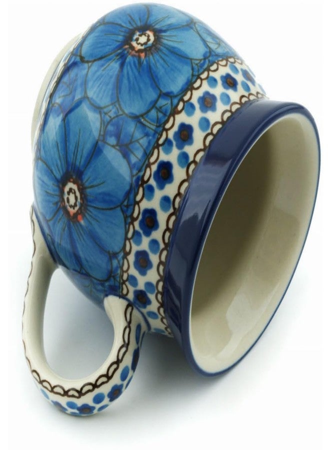Polmedia Polish Pottery Bubble Mug 12 oz UNIKAT - Cobalt Poppies Pattern Handmade in Boleslawiec Poland by Ceramika Artystyczna + Certificate of Authenticity - Image 3