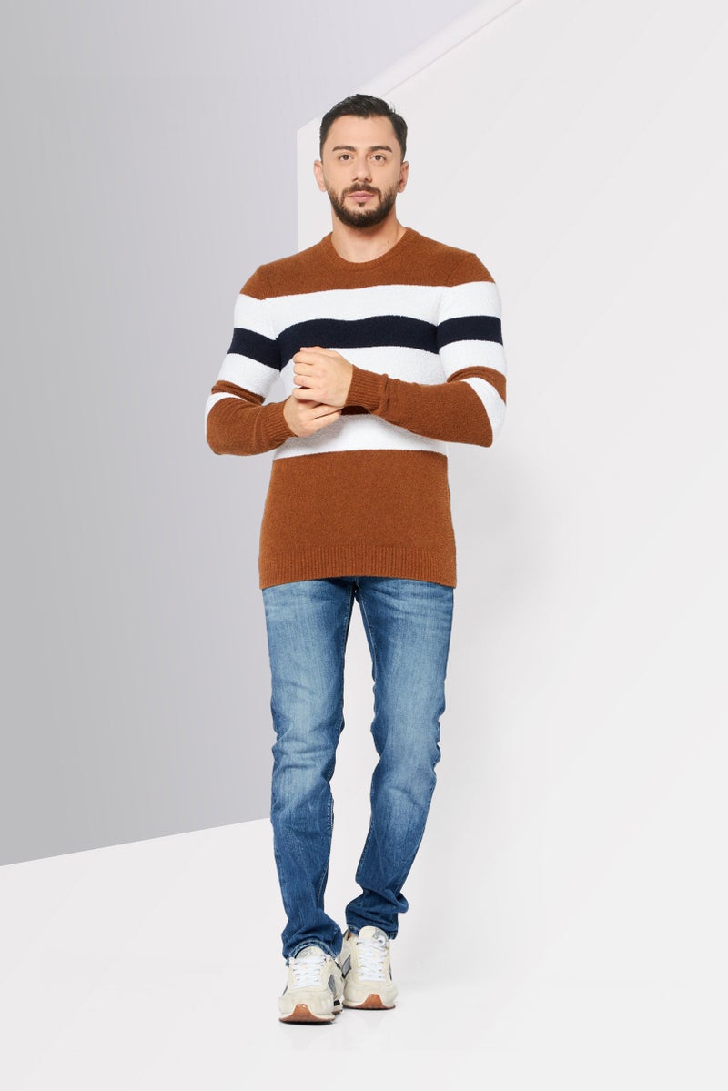 Michael Kors Men Crew Neck Stripe Long Sleeves Sweatshirt, Brown - Image 2