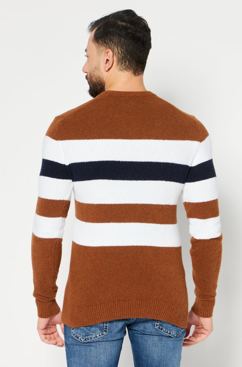 Michael Kors Men Crew Neck Stripe Long Sleeves Sweatshirt, Brown - Image 4