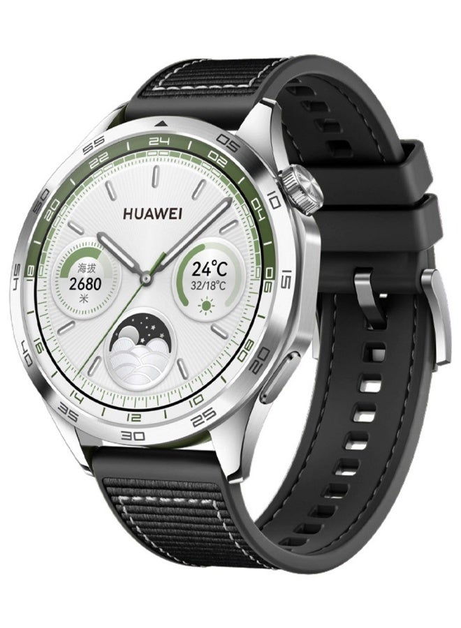 NIBEMINENT Nylon braided Silicone Sport Watch Strap/Watchband for Huawei Watch GT5/GT4 4 46MM Black 