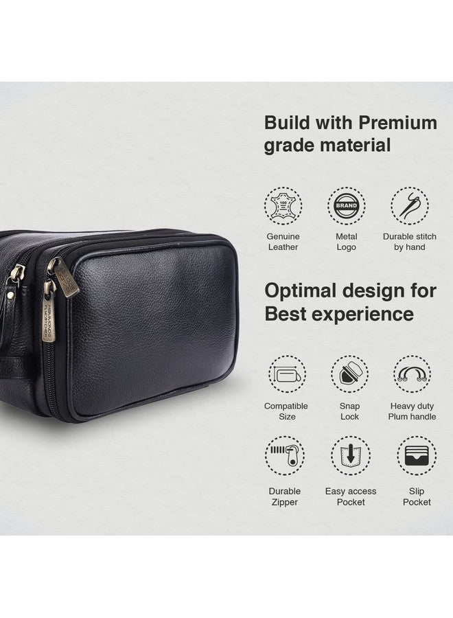  هاموندز فلاي كاتشر حقيبة أدوات الزينة من الجلد الطبيعي من HAMMONDS FLYCATCHER للرجال والنساء - منظم سفر مع مقصورات متعددة، حقيبة أدوات سوداء للحلاقة وأدوات الزينة والعناية الشخصية - حقيبة أدوات الحلاقة للرجال، 13.5 سم - Image 3