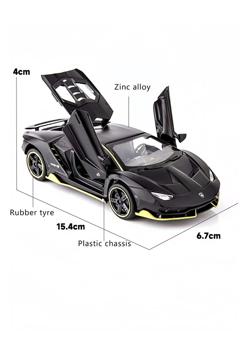 Lee Yon 1:32 Car Model Toy, Alloy Pull Back Toy Car, Sound and Light Pull Back Model Car for Kids Boy Girl Gift, Black  - Image 2