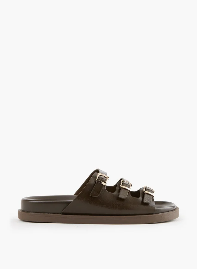 Flora Bella By Shoexpress Buckle Accent Slip-On Sandals