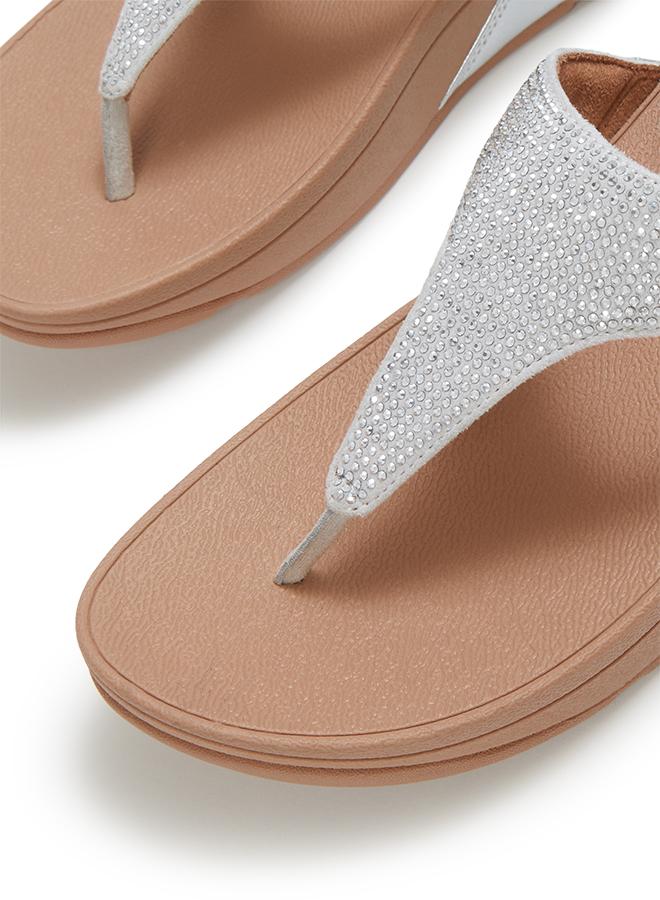 FitFlop LULU CRYSTAL EMBELLISHED TOE-POST SANDALS - Image 3