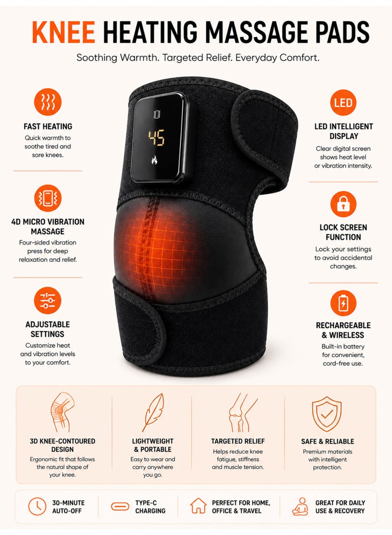 DBLEW 3-in-1 Cordless Knee Massager with Heat and Vibration, Pain Relief for Knee, Shoulder and Elbow, Deep Tissue Heating Pad - Image 2