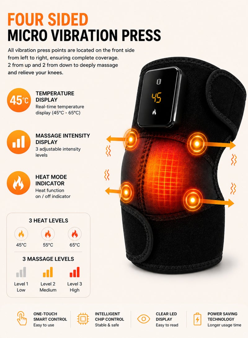 DBLEW 3-in-1 Cordless Knee Massager with Heat and Vibration, Pain Relief for Knee, Shoulder and Elbow, Deep Tissue Heating Pad - Image 4