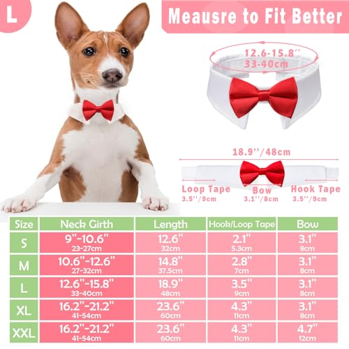 Koolmox Dog Bow Ties for Large Dogs, KOOLMOX Red Tuxedo for Dogs, Tuxedo Dog Neck Bow Red with Adjustable White Collar Formal Pet Collar Necktie for Small Medium Large Boy Dog Tuxedo Tux Wedding Outfits - Image 2