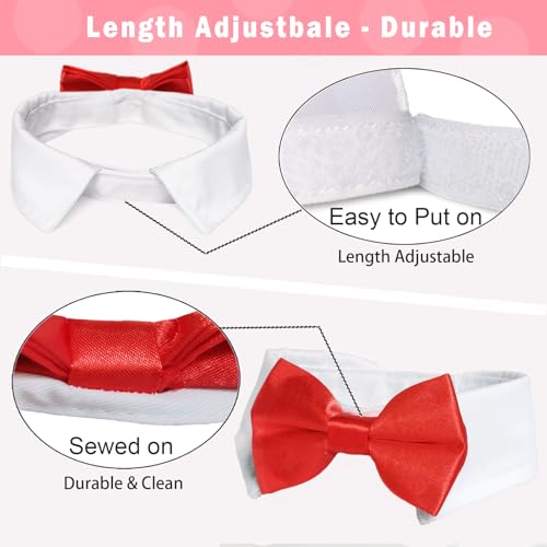 Koolmox Dog Bow Ties for Large Dogs, KOOLMOX Red Tuxedo for Dogs, Tuxedo Dog Neck Bow Red with Adjustable White Collar Formal Pet Collar Necktie for Small Medium Large Boy Dog Tuxedo Tux Wedding Outfits - Image 3