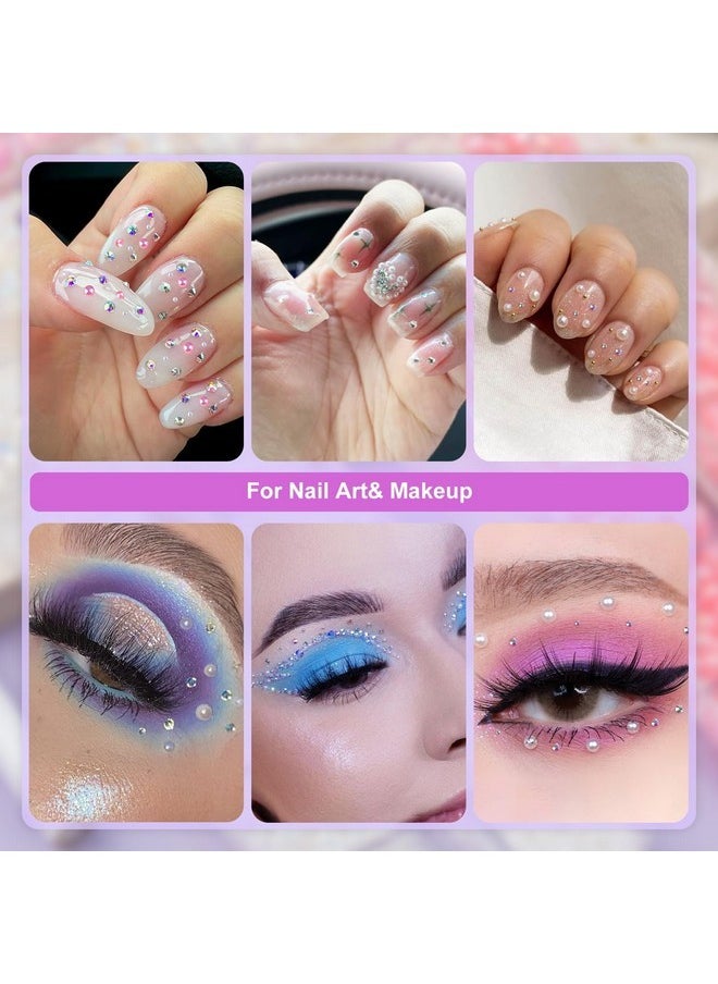 BELLEBOOST 2 Boxes Flat Back Pearls Kit 2 Flatback White&Light Purple Half Round Pearls With Pencil And Tweezer 2-8Mm For Face Makeup And Craft  - Image 5