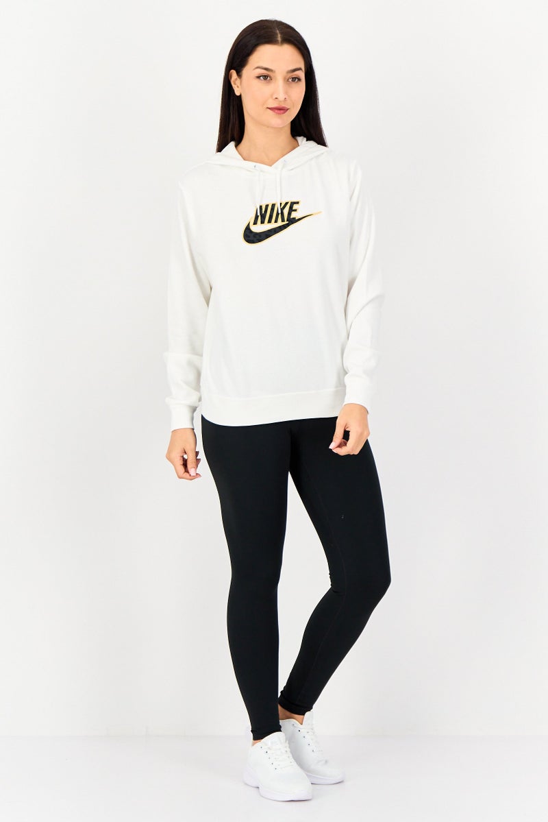 Nike هودي خارجي طويل الأكمام للنساء، رياضي، أبيض - Image 3