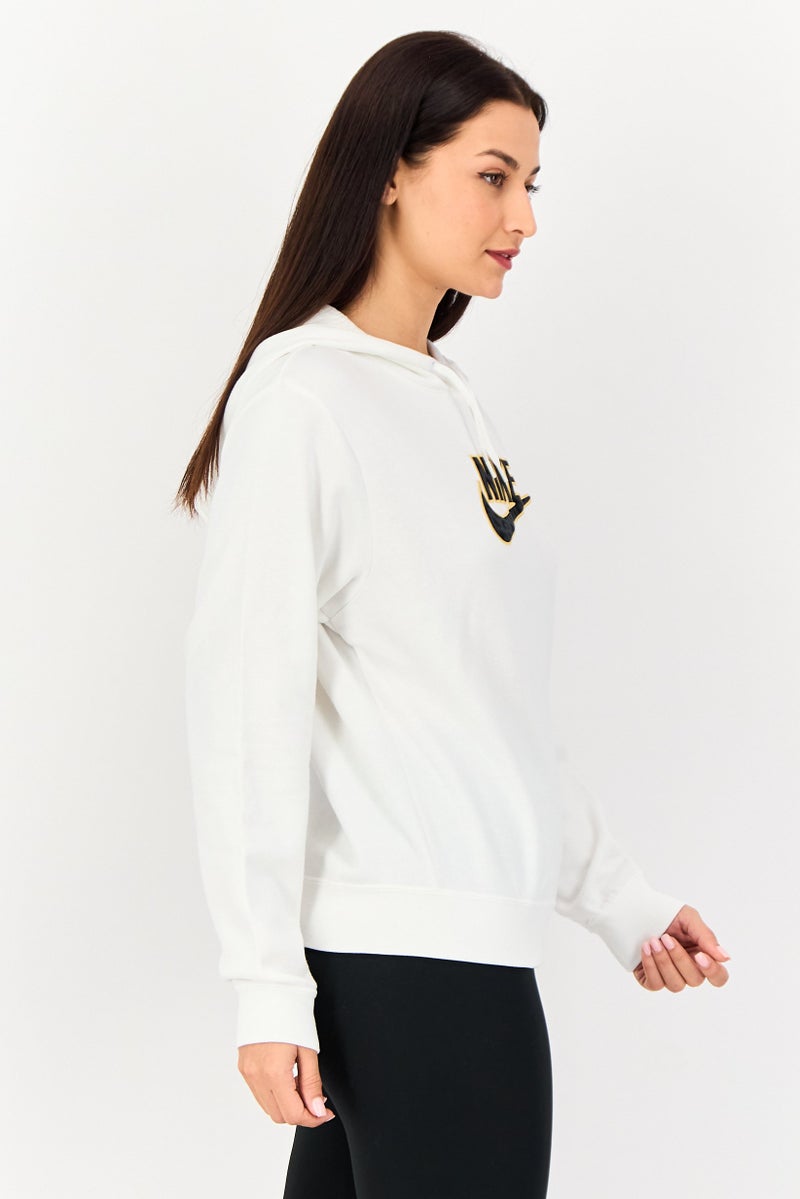 Nike هودي خارجي طويل الأكمام للنساء، رياضي، أبيض - Image 4