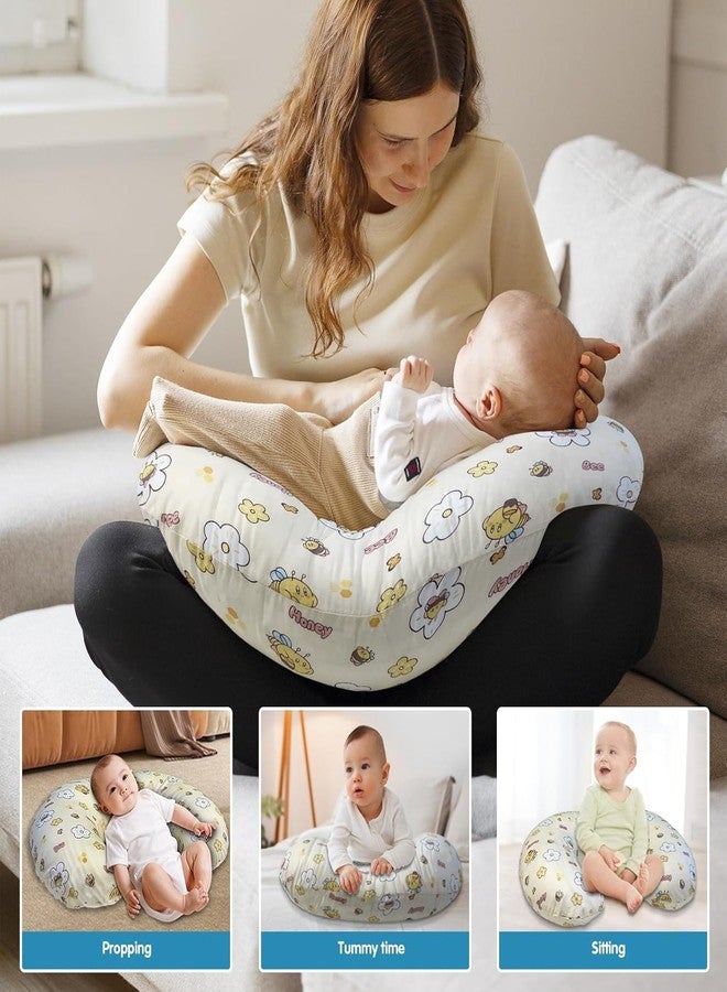 LittleDuds Baby Feeding Pillow for New Born Baby, Breastfeeding & Nursing Pillow with Removable Cover, Infant Support Cushion for 0–24 Months, Tummy Time Pillow | Cottage Care (Honey Bee) - Image 5