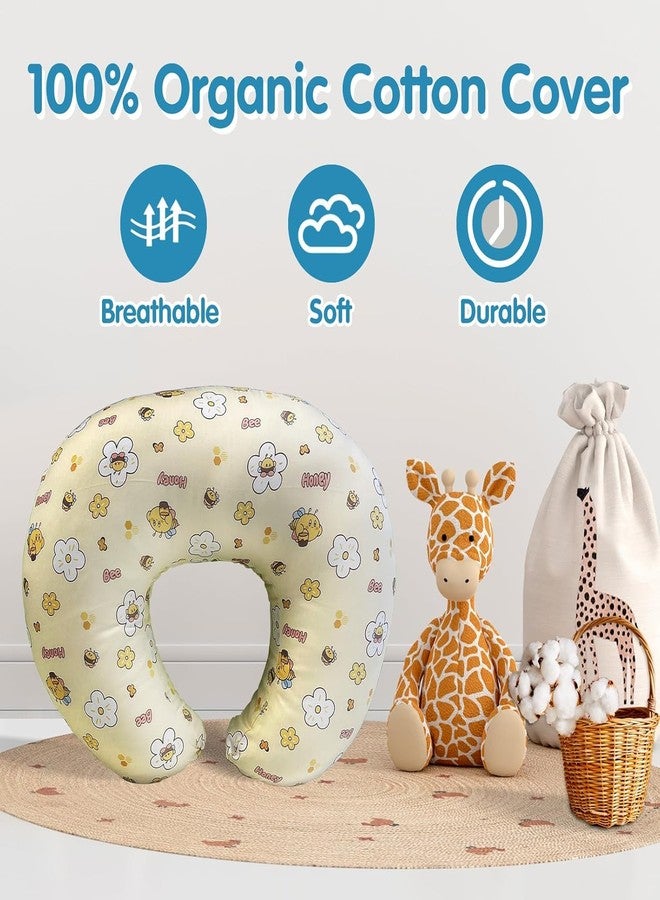 LittleDuds Baby Feeding Pillow for New Born Baby, Breastfeeding & Nursing Pillow with Removable Cover, Infant Support Cushion for 0–24 Months, Tummy Time Pillow | Cottage Care (Honey Bee) - Image 2