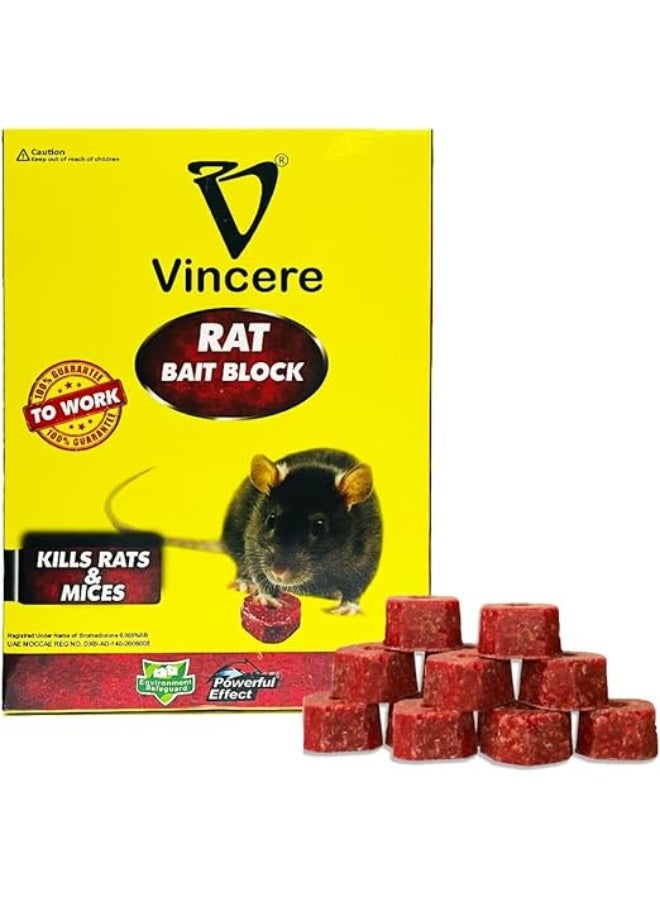 Vincere Rat Bait Block, Rat Poison, Mice Killer Poison, 9 Bait Blocks 100g - Image 1