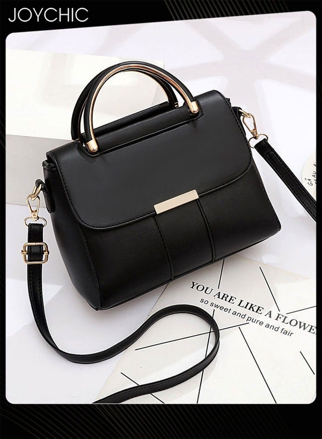 Joychic Women Small Shoulder Bag Ladies Vintage PU Leather Waterproof and Wear-resistant Zipper Multifunction Crossbody Bag Black - Image 1