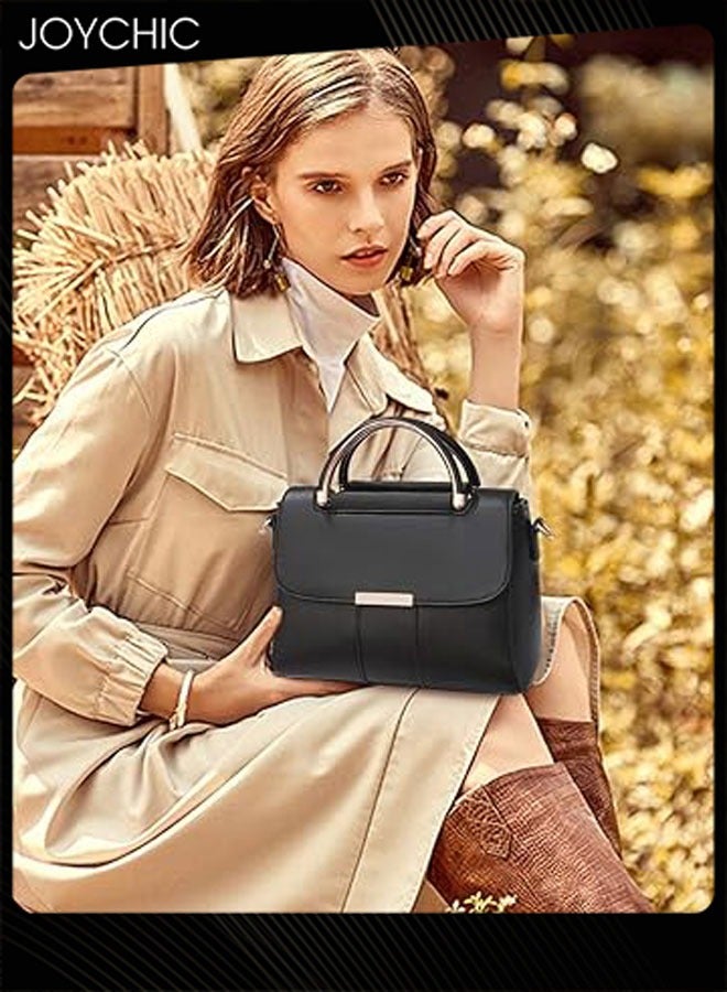 Joychic Women Small Shoulder Bag Ladies Vintage PU Leather Waterproof and Wear-resistant Zipper Multifunction Crossbody Bag Black - Image 2