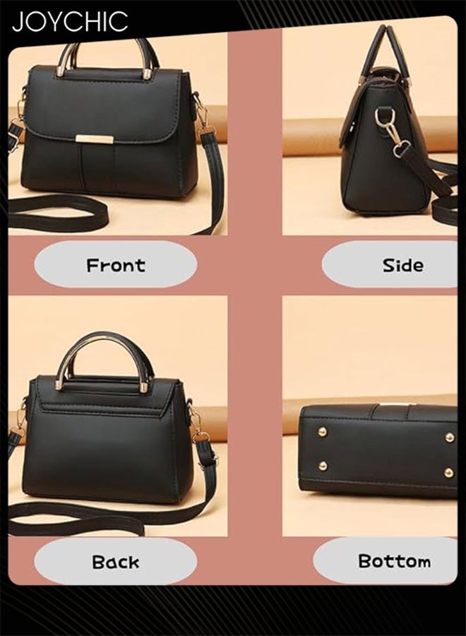 Joychic Women Small Shoulder Bag Ladies Vintage PU Leather Waterproof and Wear-resistant Zipper Multifunction Crossbody Bag Black - Image 3