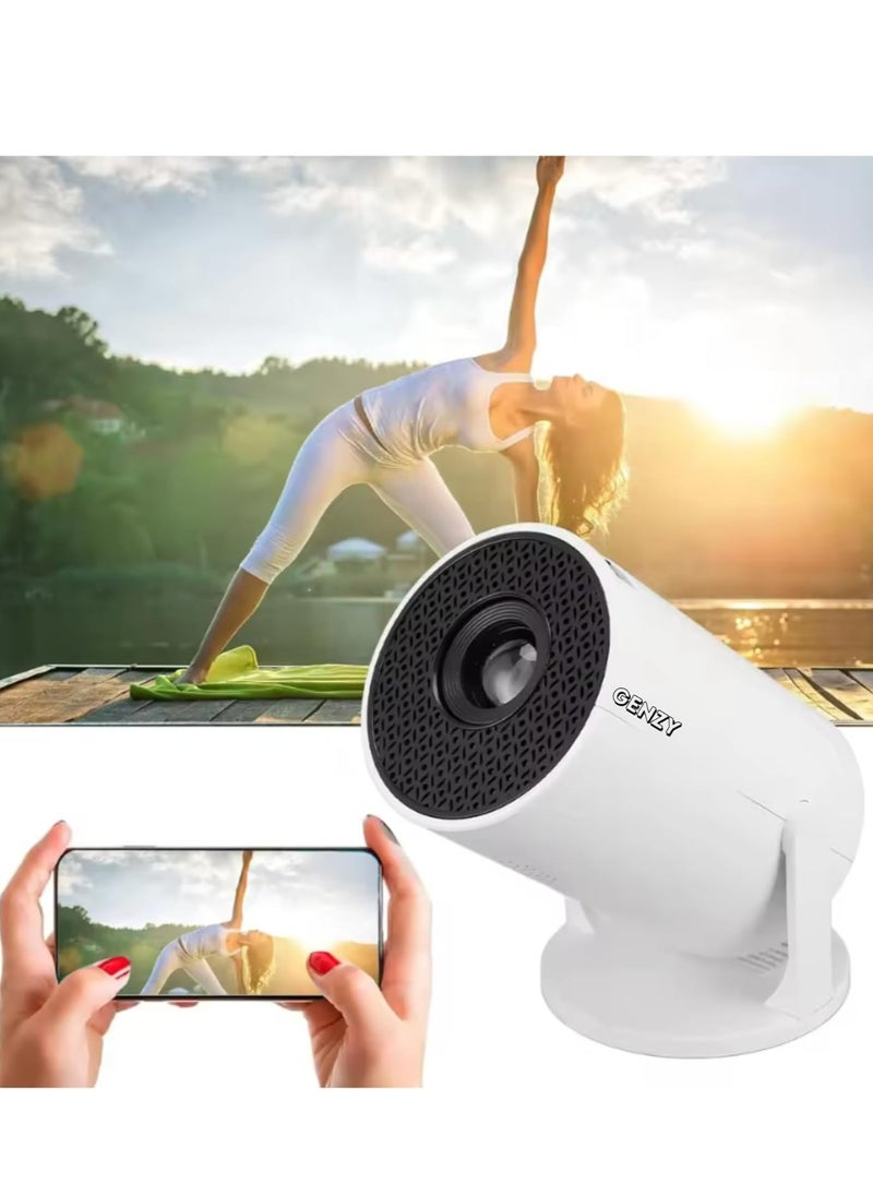Genzy Mini Projector PRO with WiFi & Bluetooth, Ultra HD 4K Display, Smart Support Portable Projector, with Remote and Mobile Control, 180 Degree Rotation, Home Cinema, with Android 13 & Built in apps  - Image 2