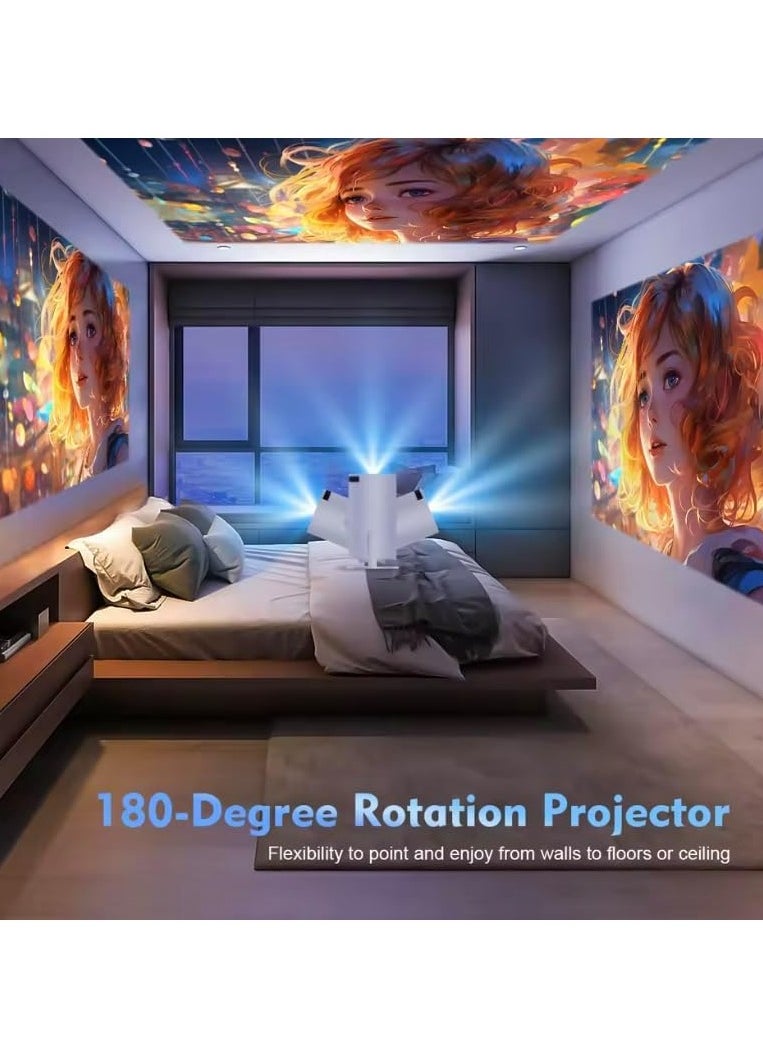 Genzy Mini Projector PRO with WiFi & Bluetooth, Ultra HD 4K Display, Smart Support Portable Projector, with Remote and Mobile Control, 180 Degree Rotation, Home Cinema, with Android 13 & Built in apps  - Image 5