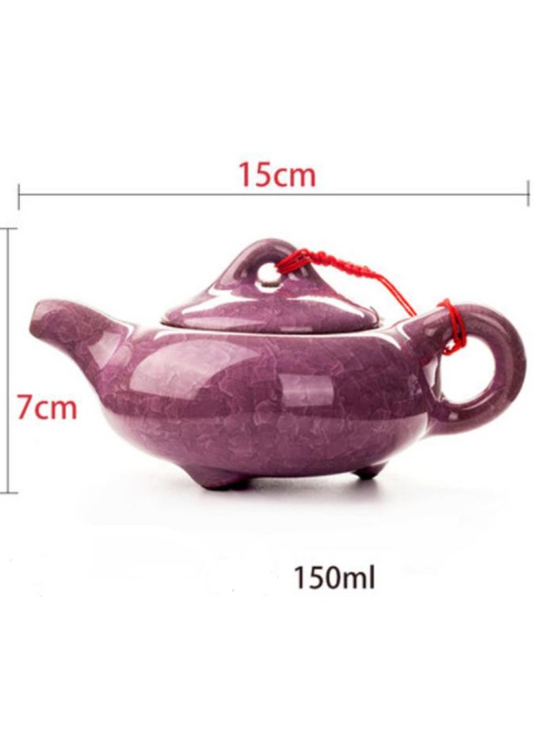Jingke Pure Hand-made Teapots Kung Fu Teapots Household Teapots Exquisite Ceramic Tea Sets,Rose Purple Ice Cracked Teapot 150ml - Image 2