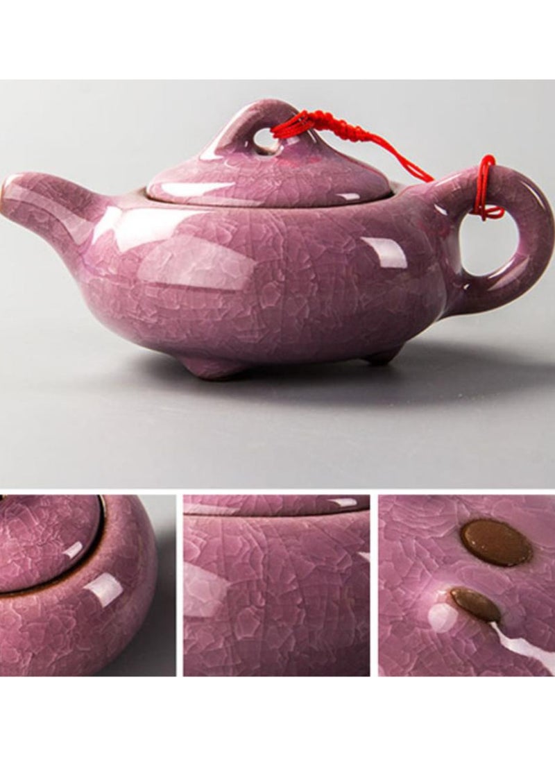 Jingke Pure Hand-made Teapots Kung Fu Teapots Household Teapots Exquisite Ceramic Tea Sets,Rose Purple Ice Cracked Teapot 150ml - Image 3