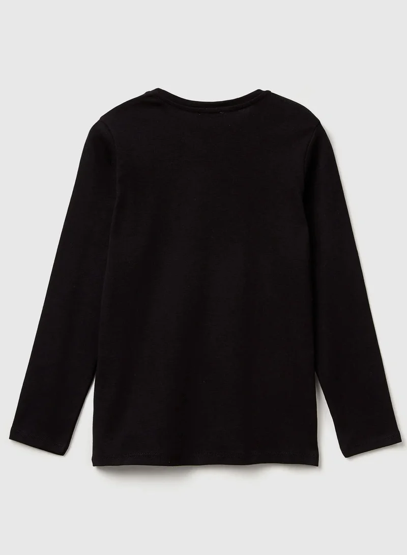 UNITED COLORS OF BENETTON Long Sleeve T-Shirt With Glitter Print