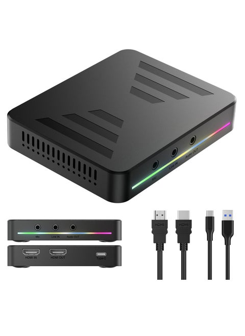 Capture Card 4K@60Hz 1080p@240Hz 4K@30Hz 1080p@120Hz Pass Through Capture Card for Streaming and Gaming USB3.0 Video Capture Card for Xbox x s One, PS5 4 Switch Windows Mac HDR 10 and VRR Support