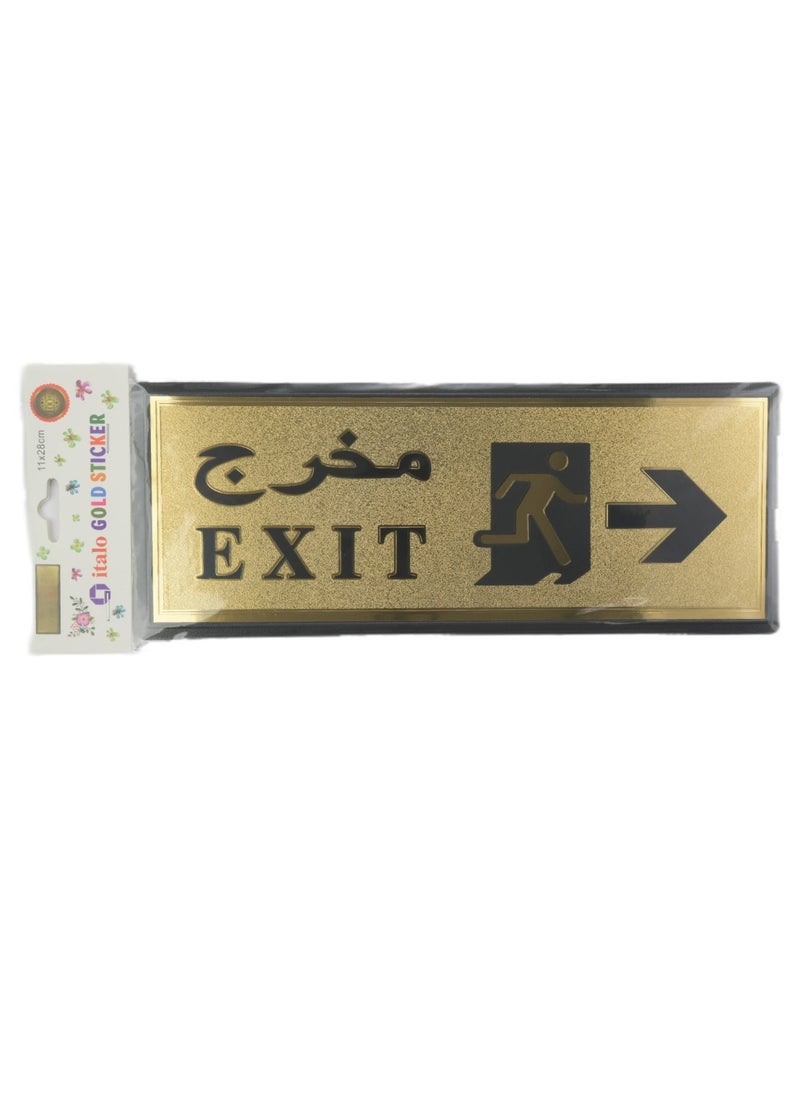 ITALO - English Arabic Exit Door Sign Sticker For Store, Restrooms, Hotel, Shops And Office 11X28CM Right Side Gold/Black - Image 1