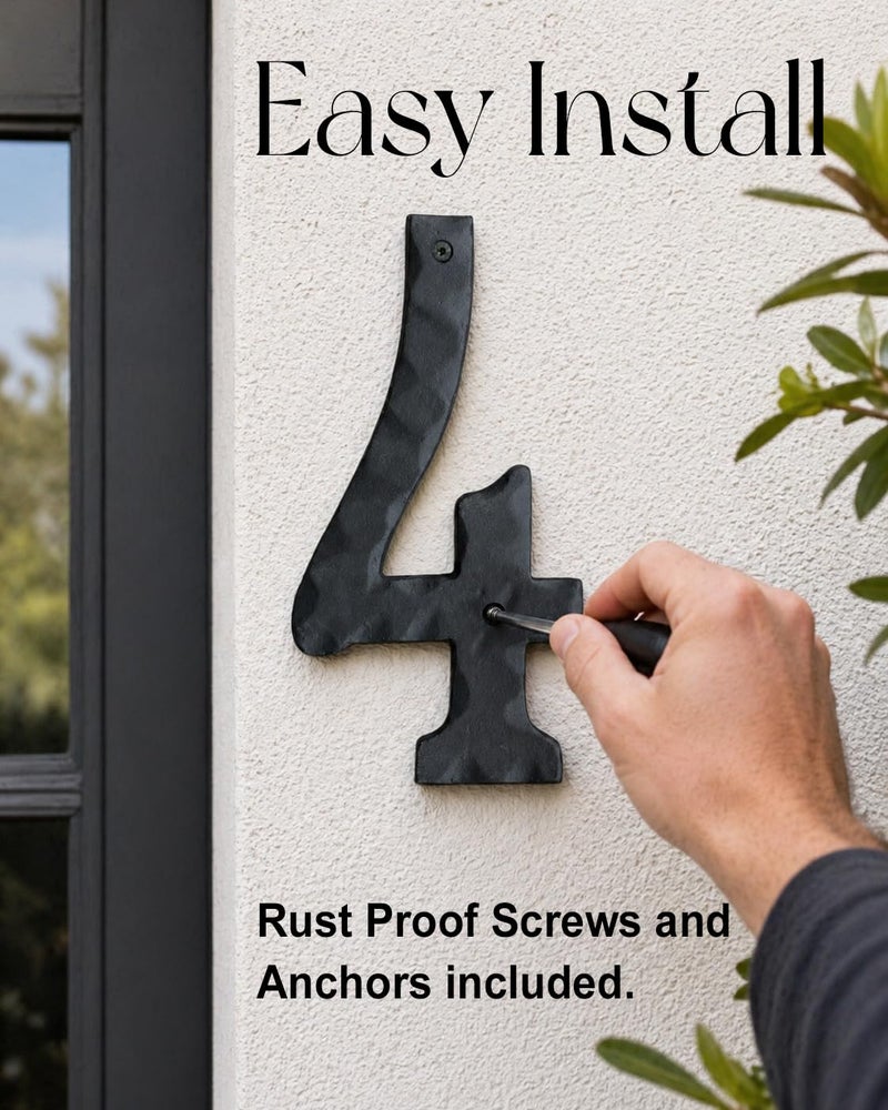 NACH House Numbers for Outside, 8 inch Black Address Numbers for House - Number 0 - Rustic Numbers for Outside with Mounting Hardware - Image 3