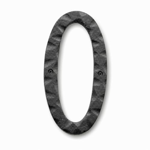 NACH House Numbers for Outside, 8 inch Black Address Numbers for House - Number 0 - Rustic Numbers for Outside with Mounting Hardware - Image 1