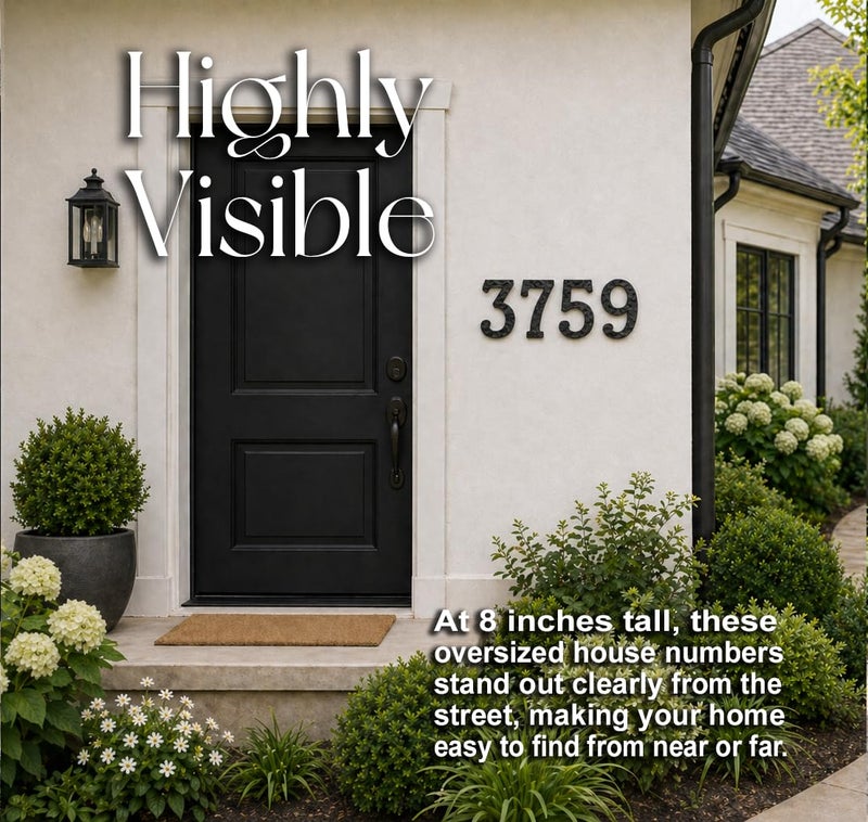 NACH House Numbers for Outside, 8 inch Black Address Numbers for House - Number 0 - Rustic Numbers for Outside with Mounting Hardware - Image 2