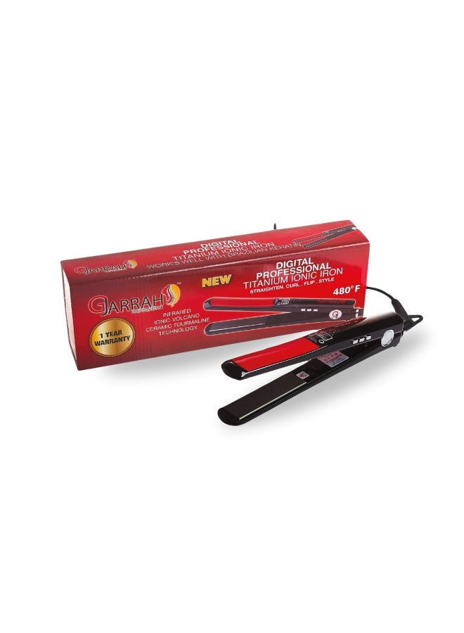 Gjarrah Ceramic Hair Straightener Black/Red FL-1001 - Image 2