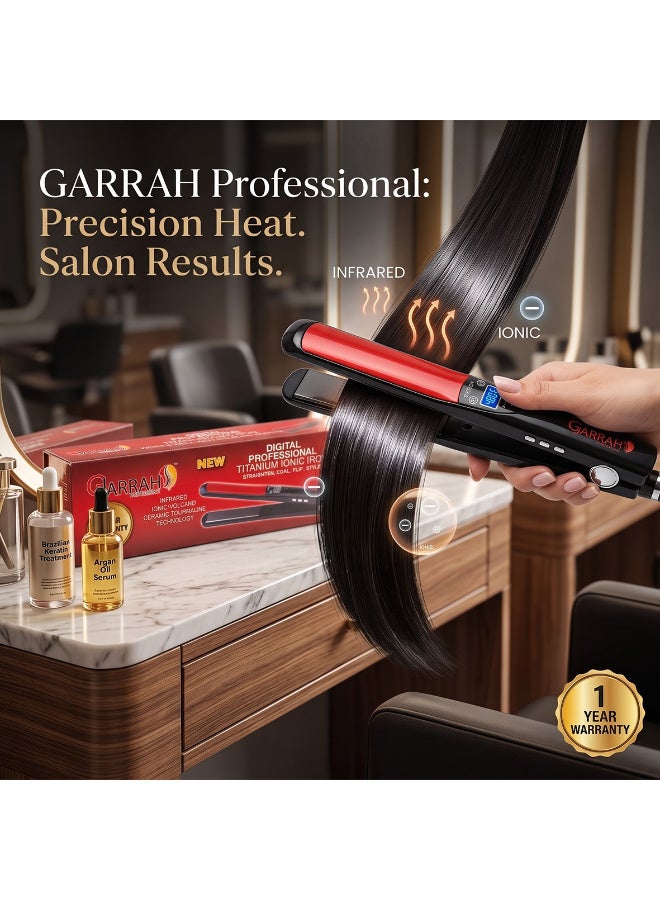 Gjarrah Ceramic Hair Straightener Black/Red FL-1001 - Image 1