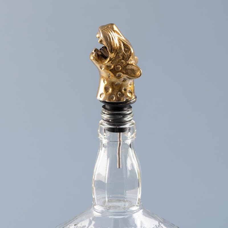 Nestroots Gold Stainless Steel Tiger Bottle Pourer | 5 Inches Decorative Animal Liquor Pourer Spout for Whiskey, Wine, Oil Bottles & Home Bar Counters - Image 1