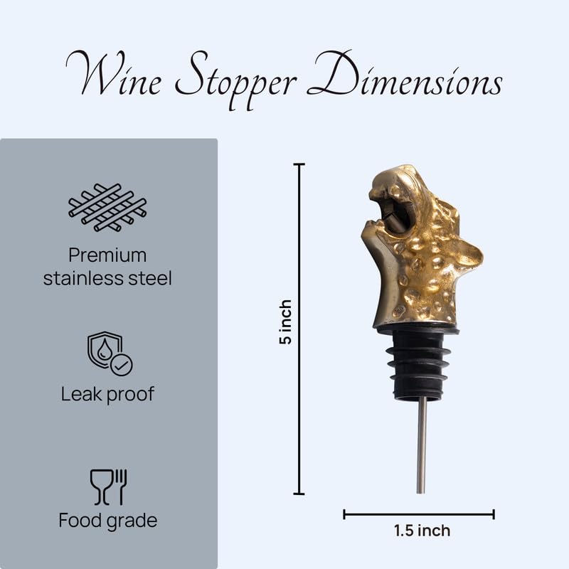 Nestroots Gold Stainless Steel Tiger Bottle Pourer | 5 Inches Decorative Animal Liquor Pourer Spout for Whiskey, Wine, Oil Bottles & Home Bar Counters - Image 2