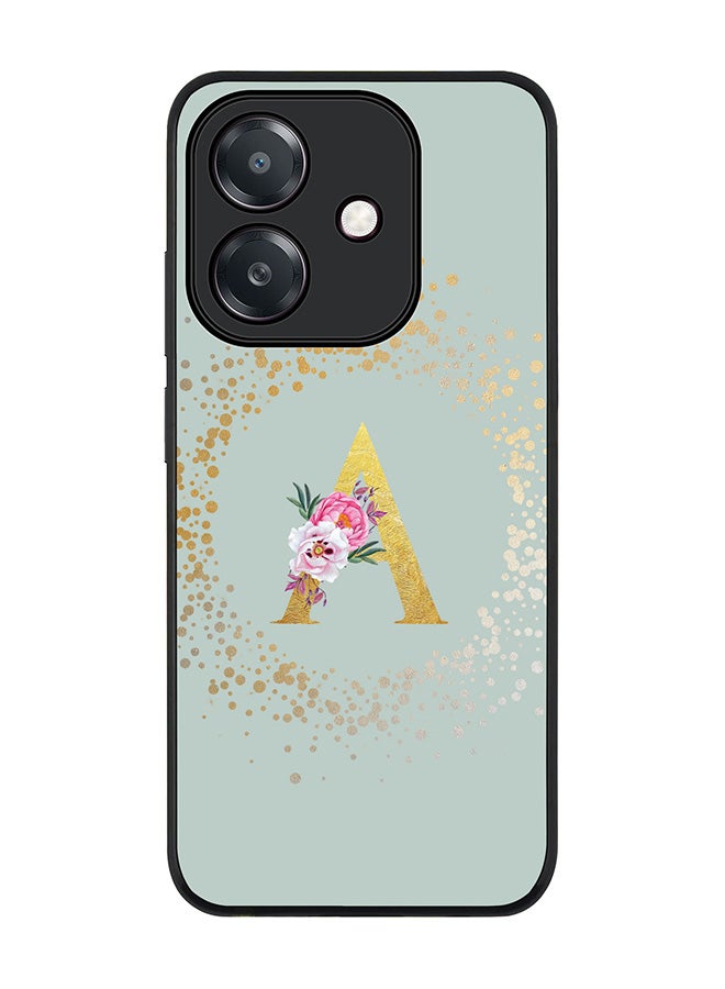 Stylizedd For Oppo A5i Case,Slim fit Camera Protection, Shockproof Thin Phone cover  - Custom Monogram Floral - A  (Light Grey )