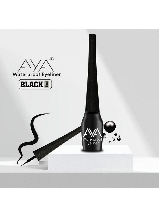 AYA Waterproof Liquid Eyeliner Black + Jet Black Waterproof Kohl Kajal ; Smudge Proof Transfer Proof Eye Liner Kajal For Eye Makeup ; - Image 3