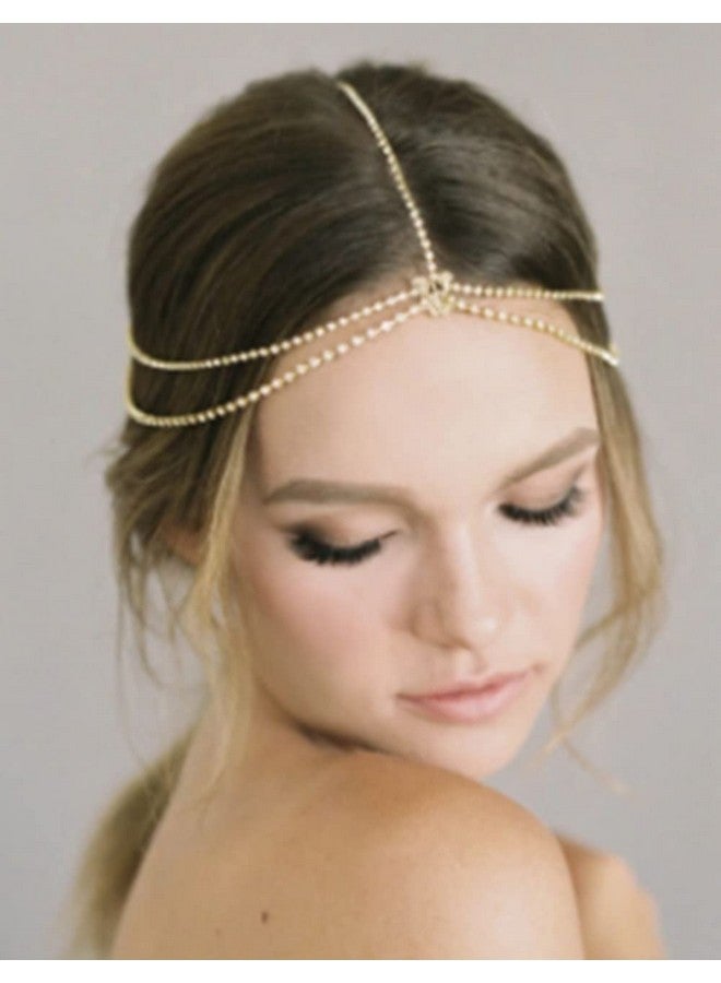 Jumwrit Dainty Layered Rhinestone Head Chain For Teens Bohemian Forehead Bridal Headpiece Wedding Hair Accessories For Women And Girls（Silver） - Image 1