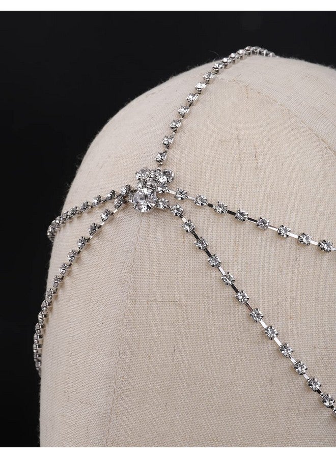 Jumwrit Dainty Layered Rhinestone Head Chain For Teens Bohemian Forehead Bridal Headpiece Wedding Hair Accessories For Women And Girls（Silver） - Image 4