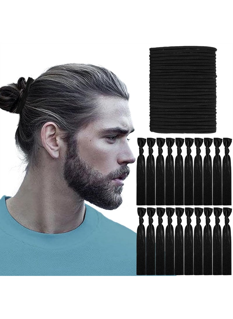 79STYLE 79style 60Pcs Elastic Hair Accessories  Knotted Fabric Ribbon Ponytail Holders For Mens Buns and Long Hair NoPull Hair Bands For Guys BlackWhite 
