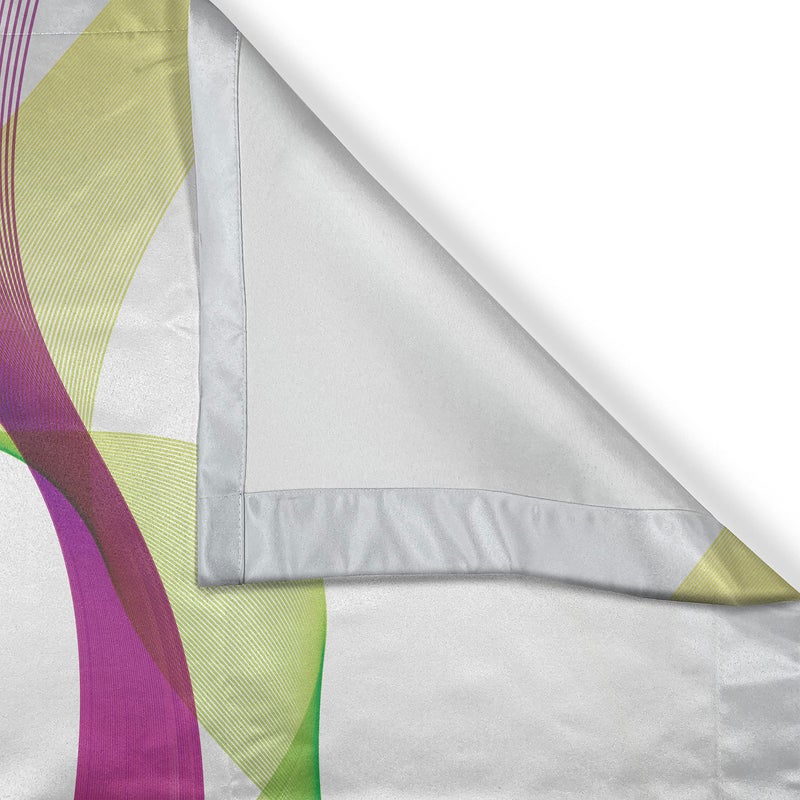 Ambesonne Abstract Kitchen Curtains  Styled Wavy Ribbon Line and Smoked Rainbow Like Cool Graphic Artwork  Window Drapes 2 Panel Set for Kitchen Cafe Decor  55"" x 39""  Emerald Yellow - Image 3