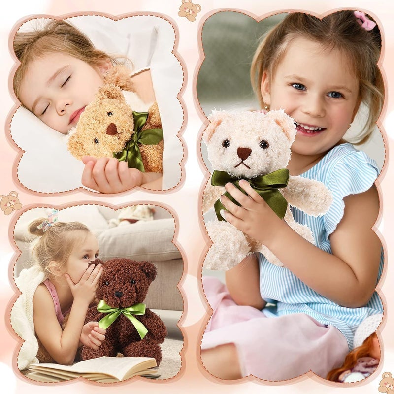 Luckam 9Pcs Plush Bears Bulk, 10 Inch Small Plush Bear Stuffed Bears with Bow Tie Bear Toys for Birthday Baby Shower Party Favor Gift - Image 2