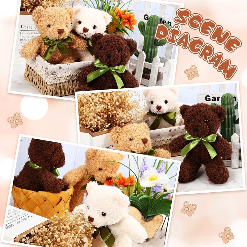 Luckam 9Pcs Plush Bears Bulk, 10 Inch Small Plush Bear Stuffed Bears with Bow Tie Bear Toys for Birthday Baby Shower Party Favor Gift - Image 3