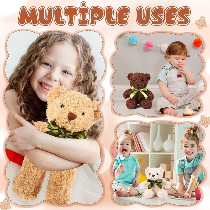 Luckam 9Pcs Plush Bears Bulk, 10 Inch Small Plush Bear Stuffed Bears with Bow Tie Bear Toys for Birthday Baby Shower Party Favor Gift - Image 5